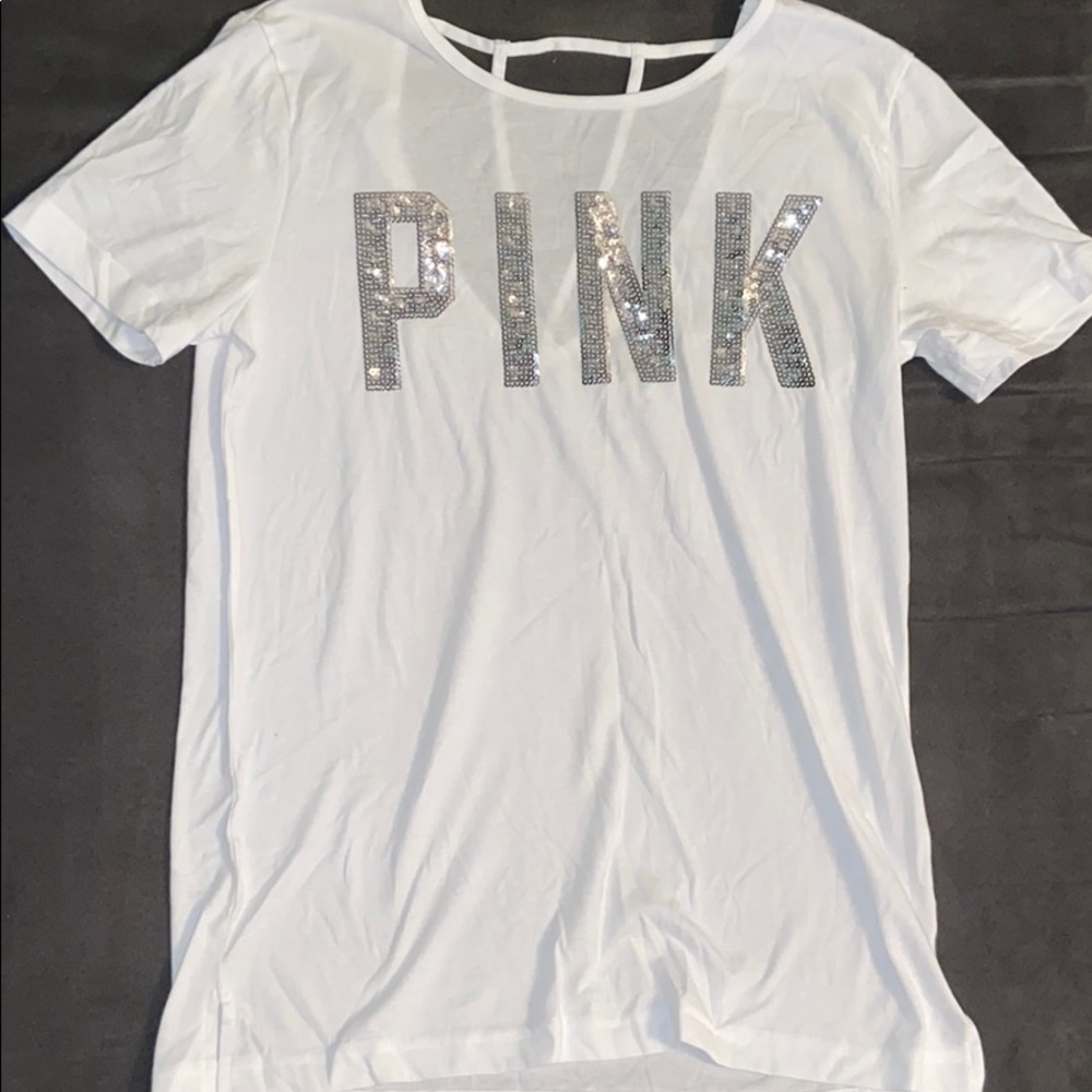 VS Pink sequence white top